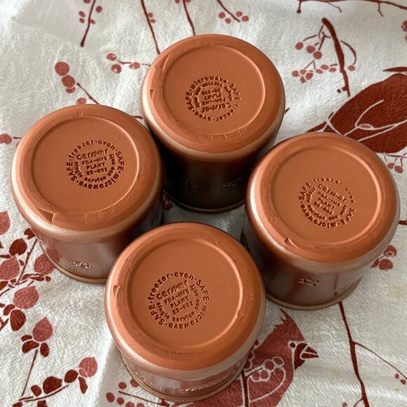 (4) La Fermière Yogurt Pots ~ Bronze Gold ‘Joyeuses Fetes’ - Picture 7 of 10